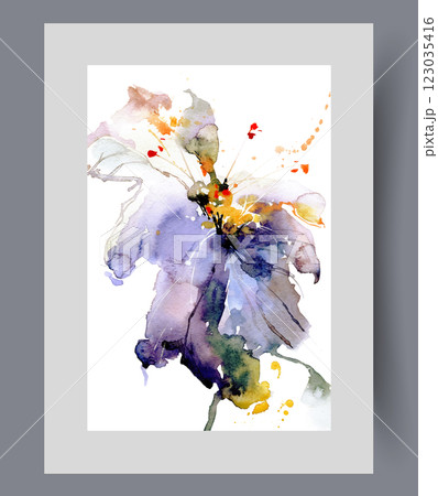 Spring wildflower during period spring flowering and release of fragrant pollen, in abstract style 123035416