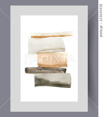 Abstract watercolor poster with stripes and rectangular shapes creating tower to decorate walls Abstract watercolor poster with stripes and rectangular shapes creating tower to decorate walls 123035438