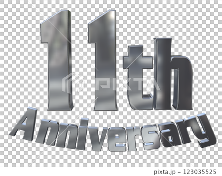 3DCG文字「11th Anniversary/11周年マークキラキラ」シルバー,銀 123035525