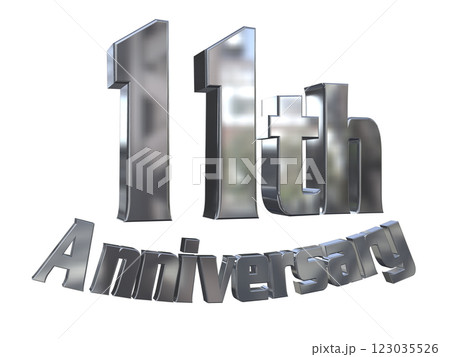 3DCG文字「11th Anniversary/11周年マークキラキラ」シルバー,銀 123035526