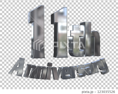 3DCG文字「11th Anniversary/11周年マークキラキラ」シルバー,銀 123035526