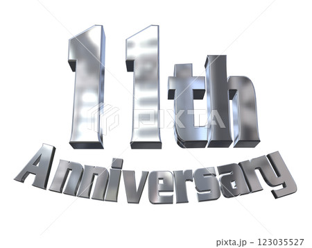 3DCG文字「11th Anniversary/11周年マークキラキラ」シルバー,銀 123035527