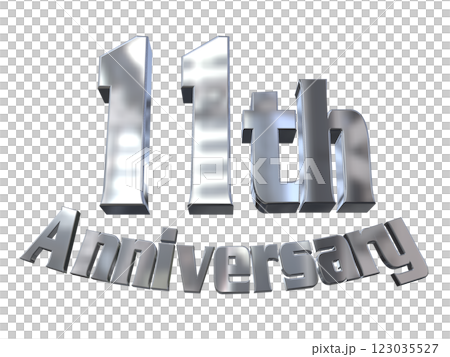 3DCG文字「11th Anniversary/11周年マークキラキラ」シルバー,銀 123035527