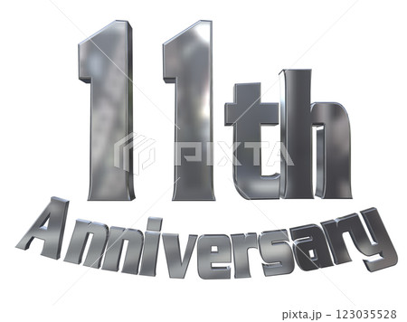 3DCG文字「11th Anniversary/11周年マークキラキラ」シルバー,銀 123035528