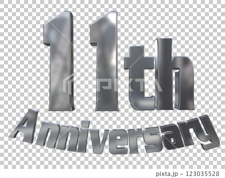 3DCG文字「11th Anniversary/11周年マークキラキラ」シルバー,銀 123035528
