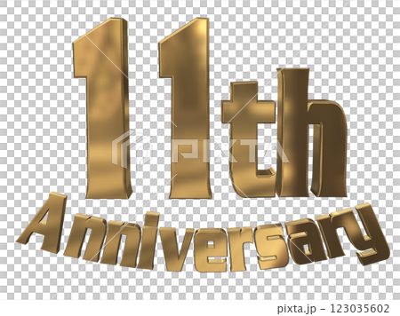 3DCG文字「11th Anniversary/11周年マークキラキラ」ゴールド,金 3DCG文字「11th Anniversary/11周年マークキラキラ」ゴールド,金 123035602