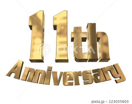 3DCG文字「11th Anniversary/11周年マークキラキラ」ゴールド,金 123035603