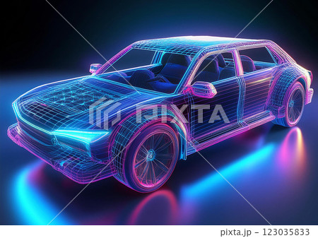 ホログラムで作られた近未来的な車 ホログラムで作られた近未来的な車 123035833