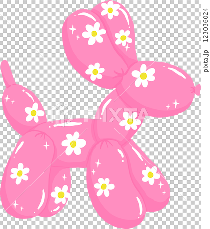 Coquette Pink Balloon Dog Shape liked with Daisy Flower Pattern 123036024