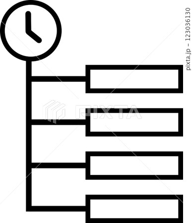 Project timeline in outline icon style, management and organization category theme. Project timeline in outline icon style, management and organization category theme. 123036130
