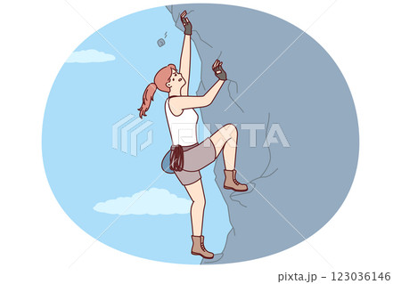 Woman climbs steep cliff to conquer difficult peak without insurance and set new record 123036146