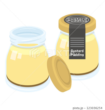 瓶入りのカスタードプリン 瓶入りのカスタードプリン 123036254