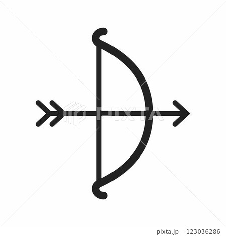 Bow and arrow outline style vector icon 123036286