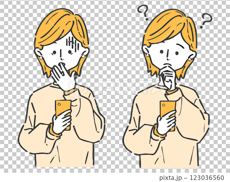 Woman operating a smartphone, upper body, vector Woman operating a smartphone, upper body, vector 123036560
