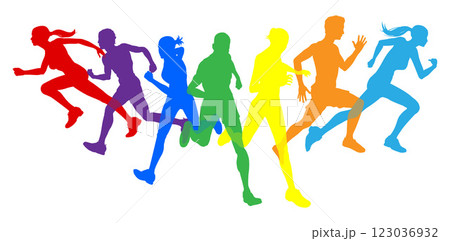 Silhouette Runners Running Sports Silhouettes Set 123036932