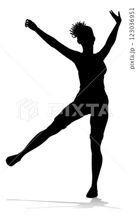 Happy Woman Jumping For Joy Silhouette Person 123036951