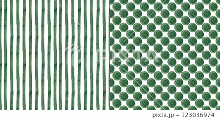 Abstract backgrounds set: green circles and stripes. Watercolor texture, basic prints 123036974