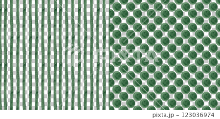 Abstract backgrounds set: green circles and stripes. Watercolor texture, basic prints 123036974