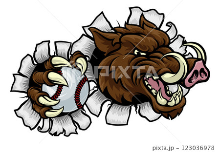 Boar Wild Hog Razorback Warthog Baseball Mascot Boar Wild Hog Razorback Warthog Baseball Mascot 123036978