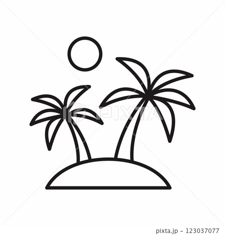beach palm outline style vector icon 123037077