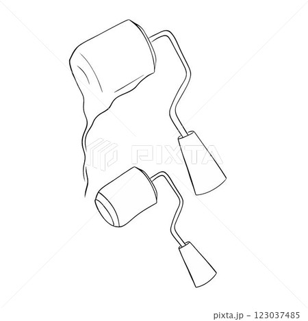 Paint roller vector graphic line illustration set. isolated on white background, worktool simple symbol 123037485