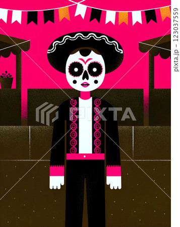 A Vibrant and Colorful Illustration of a Day of the Dead Character Celebrating Tradition A Vibrant and Colorful Illustration of a Day of the Dead Character Celebrating Tradition 123037559