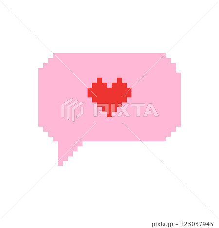 Pixelated speech bubble with heart 123037945