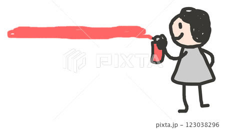 スプレー缶でカラフルな色をペイントする人物イラスト 123038296