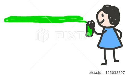 スプレー缶でカラフルな色をペイントする人物イラスト 123038297