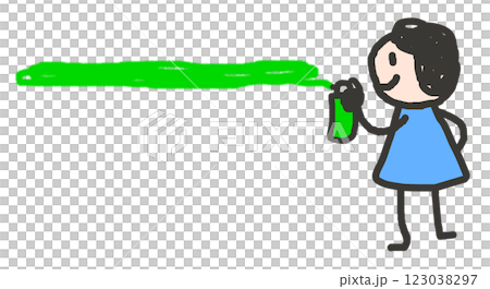 一個人用噴霧罐噴上五彩繽紛顏色的插圖 123038297