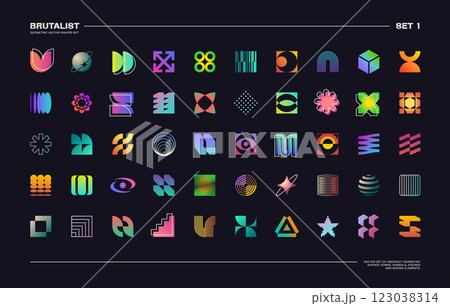 BRUTALIST GEOMETRIC VECTOR SHAPES Set 1 123038314