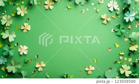 緑のクローバーフレームの背景 緑のクローバーフレームの背景 123038500