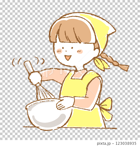 ホイップをかき混ぜる女の子 123038935