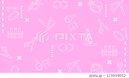 科学　サイエンス　ポップ　かわいい　背景【16:9素材シリーズ】 123039052