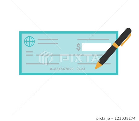 Check money bank icon stock illustration. A flat design banking icon on a transparent background 123039174