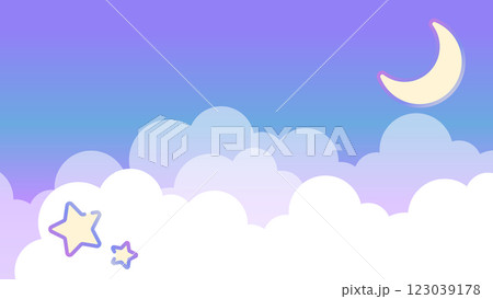 ゆめかわ　夜　空　おやすみ　背景【16:9素材シリーズ】 123039178