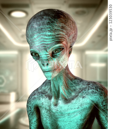 3D illustration of a humanoid alien portrait 3D illustration of a humanoid alien portrait 123039530