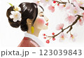 桜を見上げる女性 123039843