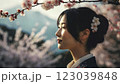 桜を見る女子高生 123039848