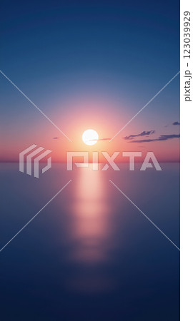 Stunning Sunset Reflection Over Calm Ocean Ideal for Phone Wallpaper Design 123039929