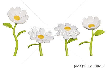 White daisy flower 3D graphic 123040297