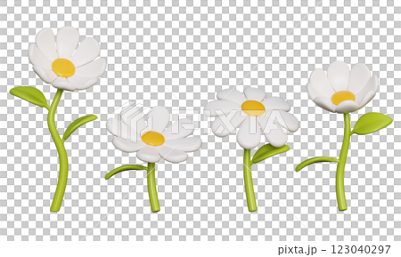 White daisy flower 3D graphic 123040297