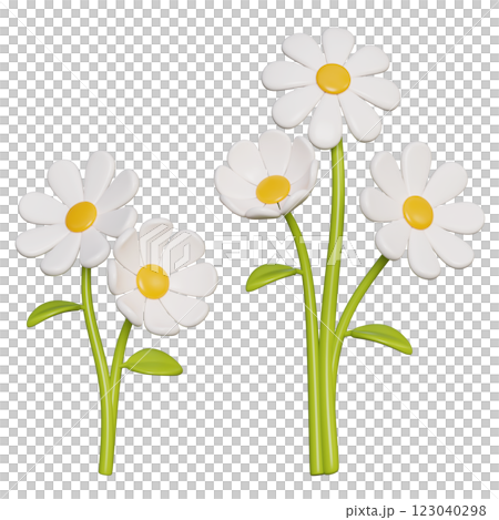 White daisy flower 3D graphic 123040298