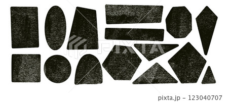 Ink lino rolled geometric shapes with noise set. Text boxes grainy textured frames pack. Rhombus, pentagon with hexagon, octagon. Vector hand drawn quotation stickers shapes. Grunge geometric figures Ink lino rolled geometric shapes with noise set. Text boxes grainy textured frames pack. Rhombus, pentagon with hexagon, octagon. Vector hand drawn quotation stickers shapes. Grunge geometric figures 123040707
