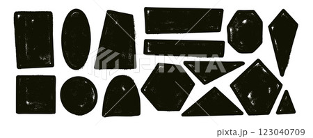 Paint spray geometric shapes with noise set. Text boxes grainy textured frames pack. Circle and square figures. Vector hand drawn quotation stickers shapes. Triangle grunge geometry callout figures Paint spray geometric shapes with noise set. Text boxes grainy textured frames pack. Circle and square figures. Vector hand drawn quotation stickers shapes. Triangle grunge geometry callout figures 123040709