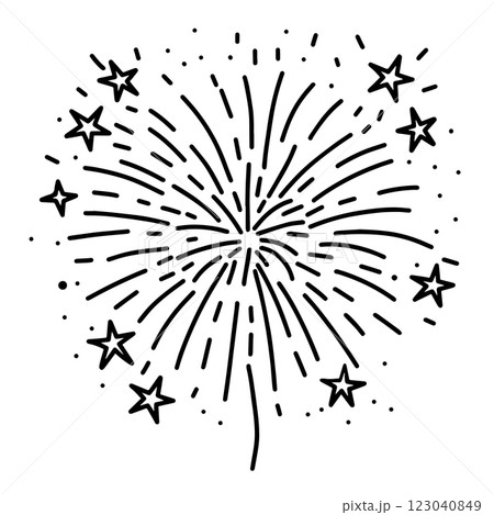 vector illustration in doodle style, festive fireworks. american independence day, new year vector illustration in doodle style, festive fireworks. american independence day, new year 123040849