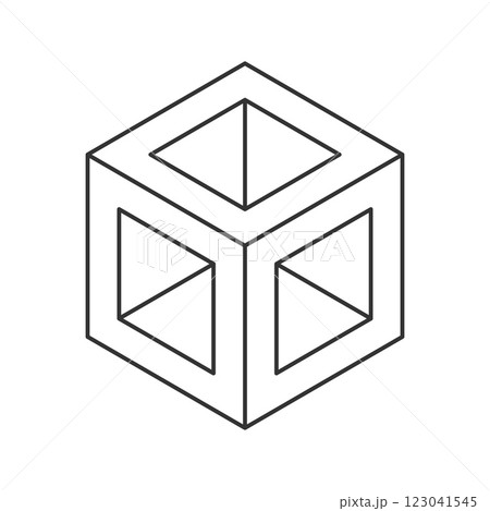 Cube logo, geometric vector design. Monochrome box logotype company, trendy techno emblem in isometric line style. 123041545