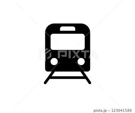 Simple yet striking black icon of a train on tracks. Perfect for apps, websites, or infographics needing a clean, modern transportation symbol. Simple yet striking black icon of a train on tracks. Perfect for apps, websites, or infographics needing a clean, modern transportation symbol. 123041589