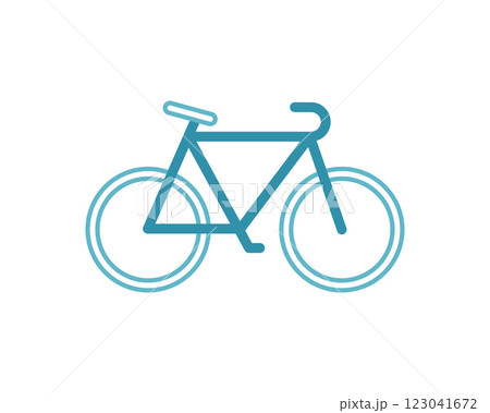Simple, stylish bicycle icon in teal. Perfect for websites, apps, or presentations needing a clean, modern design.  Versatile illustration for travel, health, or transportation concepts. 123041672