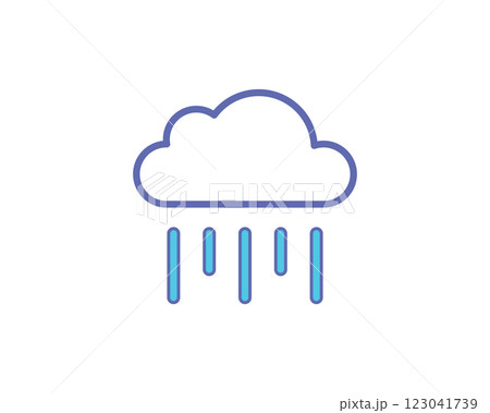 Simple, modern icon depicting rain falling from a cloud. Perfect for weather apps, websites, or infographics needing a clean, minimalist design. Simple, modern icon depicting rain falling from a cloud. Perfect for weather apps, websites, or infographics needing a clean, minimalist design. 123041739